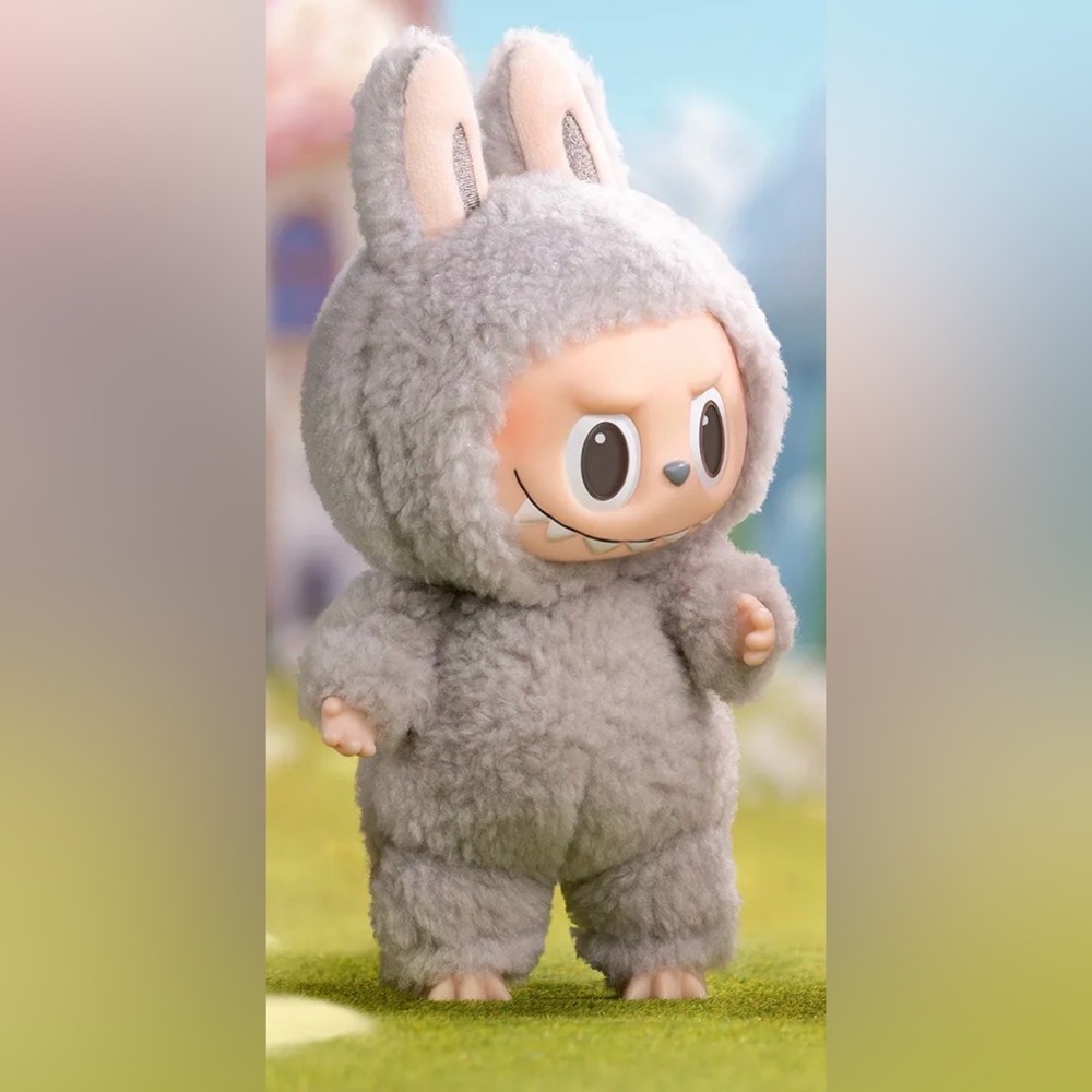 POP MART The Monsters - Exciting Macaron Labubu - Sesame Bean (Gray)